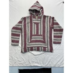 BAJA JOE Aztec Mexican Blanket Hoodie Drug Rug Pullover Hooded Sweatshirt XL